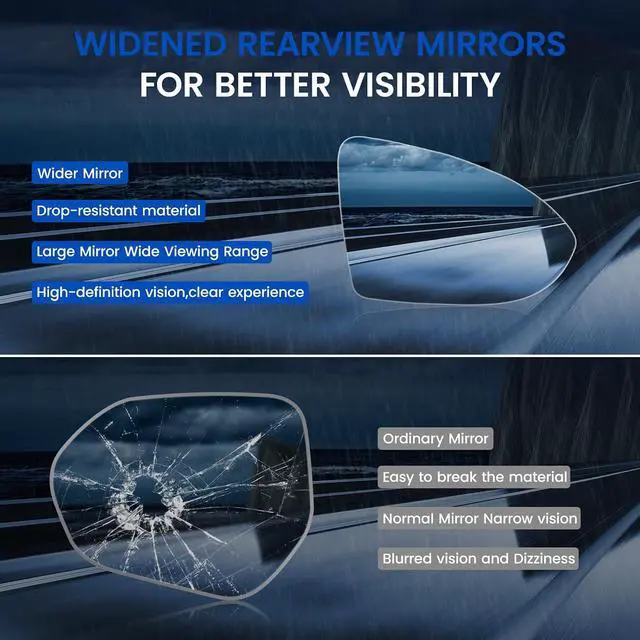 Alt view image 4 of 7 - Passenger Right Side Mirror Glass Compatible With Volkswagen VW 2015-2021 Golf Golf GTI 2019-2021 Jetta 2017-2019 Golf Alltrack 2015-2019 Golf R Golf SportWagen Right Side Mirror Convex Glass