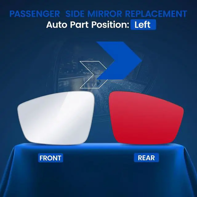 Alt view image 2 of 7 - Driver Left Side Mirror Glass Compatible With Volkswagen 2012-2019 Beetle, 2011-2018 Jetta, 2012-2017 Passat Driver Left Side Rear View Mirror Replaces 5c6857521, Including Full Size Adhesive