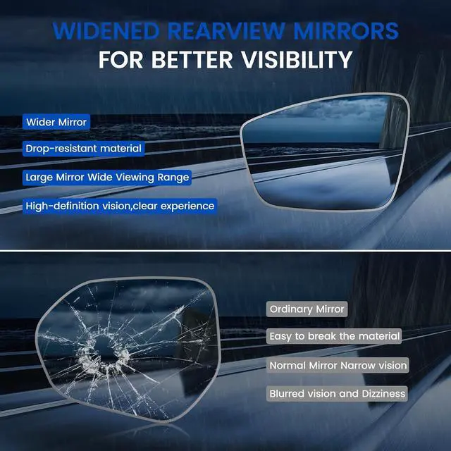 Alt view image 5 of 7 - Driver Left Side Mirror Glass Compatible With Volkswagen 2012-2019 Beetle, 2011-2018 Jetta, 2012-2017 Passat Driver Left Side Rear View Mirror Replaces 5c6857521, Including Full Size Adhesive
