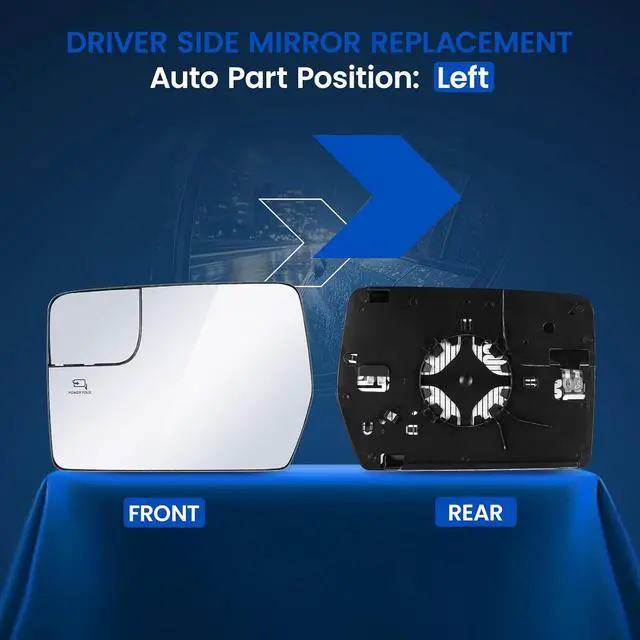 Alt view image 2 of 7 - Driver Left Side Heated Mirror Glass Compatible With Ford F150 2011 2012 2013 2014, Driver Left Exterior Side Blind Spot Mirror Glass with Rear Holder Replaces BL3Z-17K707-E BL3Z17K707E