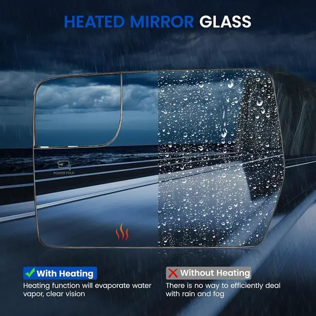 Alt view image 4 of 7 - Driver Left Side Heated Mirror Glass Compatible With Ford F150 2011 2012 2013 2014, Driver Left Exterior Side Blind Spot Mirror Glass with Rear Holder Replaces BL3Z-17K707-E BL3Z17K707E