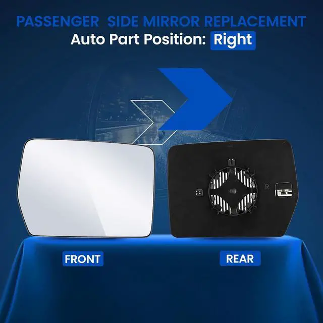 Alt view image 2 of 7 - Passenger Right Side Heated Mirror Glass Compatible With Ford F150 F-150 2004-2014 Passenger Right Side Rearview Mirror Convex Glass with Rear Holder Replaces 4L3Z-17K707-DA 4L3Z17K707DA