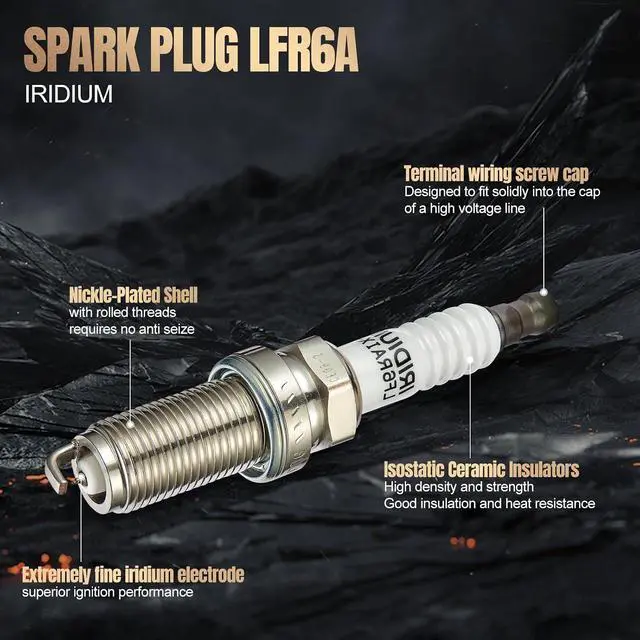 Alt view image 2 of 7 - LFR6A Iridium Spark Plugs 4 Pack Compatible with Yamaha WaveRunner FX FX Cruiser WaveRunner GP1800R VX Cruiser VX Limited 2020 2021 2022 2020-2022 replacement for 6668 Spark Plug