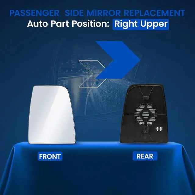 Alt view image 2 of 7 - Passenger Right Side Upper Mirror Glass Compatible With Ford Transit T150 T250 T350 Tow Mirror 2015-2022, Side View Convex Heated Glass with Rear Holder Replaces CK4Z17K707D
