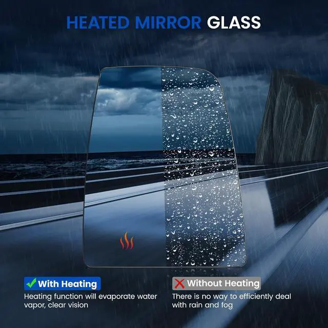 Alt view image 4 of 7 - Passenger Right Side Upper Mirror Glass Compatible With Ford Transit T150 T250 T350 Tow Mirror 2015-2022, Side View Convex Heated Glass with Rear Holder Replaces CK4Z17K707D