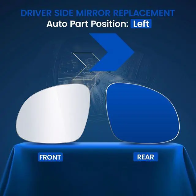 Alt view image 2 of 7 - Driver Left Side Mirror Glass Compatible With Volkswagen VW TIGUAN 2009-2017, Driver Left Side LH Rear View Mirror Convex Glass (No Backing Plate)(Non-Heated)