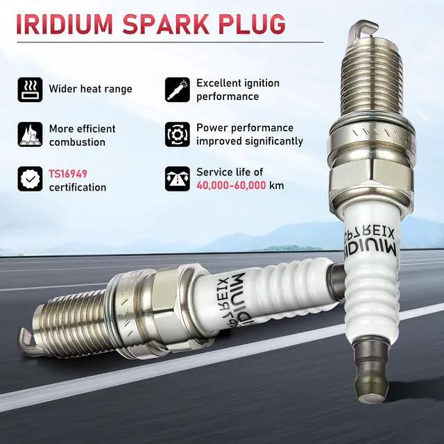 Alt view image 6 of 7 - DCPR7EIX Iridium Spark Plugs 4 Pack Compatible with Harley-Davidson Sportster 1200 1988-2016 Sportster 883 1986-2016 Replacement for 6046 HF170B Spark Plug