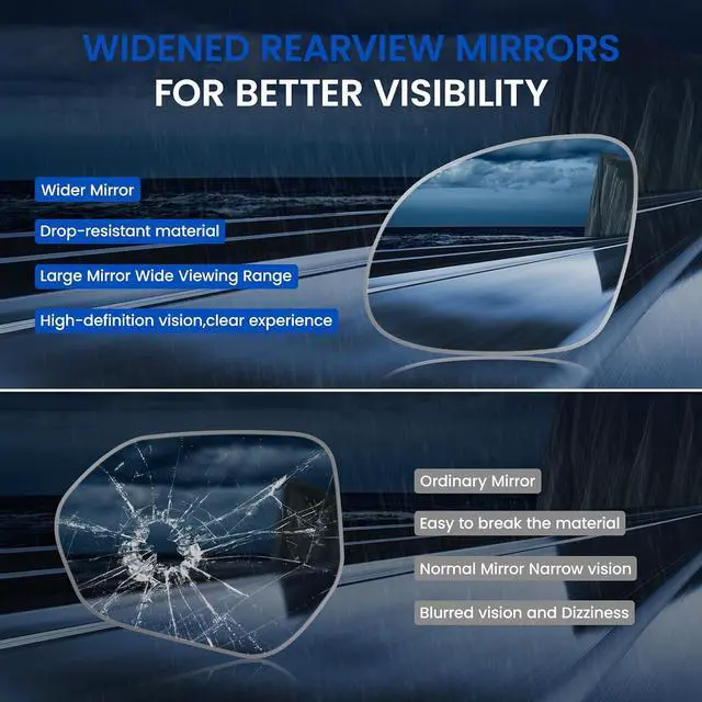 Alt view image 5 of 7 - Driver Left Side Mirror Glass Compatible With Volkswagen VW TIGUAN 2009-2017, Driver Left Side LH Rear View Mirror Convex Glass (No Backing Plate)(Non-Heated)