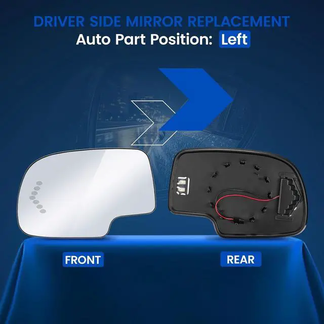 Alt view image 2 of 7 - Driver Left Side Heated Mirror Glass 88944391 Compatible With Cadillac Escalade Compatible With GMC Yukon Sierra 1500 Chevy Avalanche Silverado Suburban Tahoe 2003-2007 with Signal light