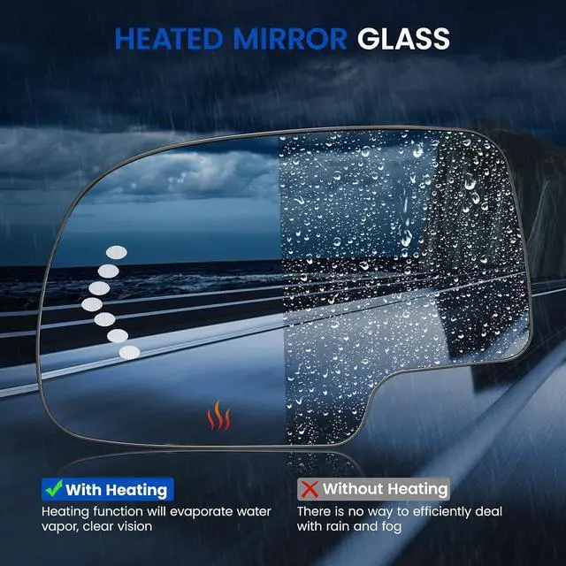 Alt view image 4 of 7 - Driver Left Side Heated Mirror Glass 88944391 Compatible With Cadillac Escalade Compatible With GMC Yukon Sierra 1500 Chevy Avalanche Silverado Suburban Tahoe 2003-2007 with Signal light