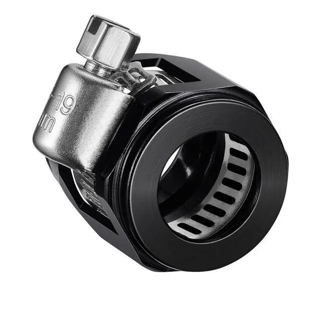 Alt view image 3 of 7 - Flexible Rubber Pipe Clamps - 6AN Hose Finisher Clamp with Screw Band for 3/8 Fuel Line, 4Pcs/Pack Black Hose Connectors, Great for Fuel/Oil/Diesel/Gas/Air and Water Tube