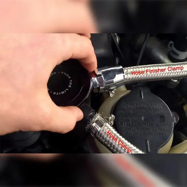 Alt view image 7 of 7 - Flexible Rubber Pipe Clamps - 6AN Hose Finisher Clamp with Screw Band for 3/8 Fuel Line, 4Pcs/Pack Black Hose Connectors, Great for Fuel/Oil/Diesel/Gas/Air and Water Tube