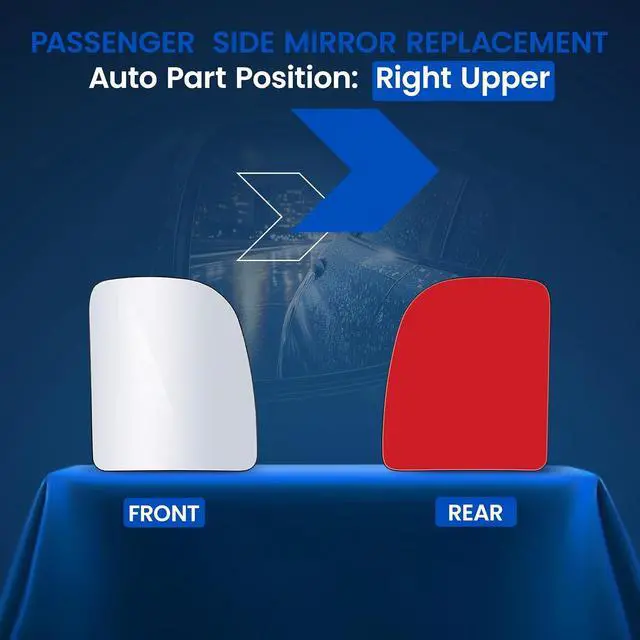 Alt view image 2 of 7 - Passenger Right Side Upper Mirror Glass Compatible With Ford E150 E250 F250 F350 F450 F550 Super Duty Pickup Truck Econoline Excursion E-Series Passenger Right Side Rearview Flat Mirror Glass