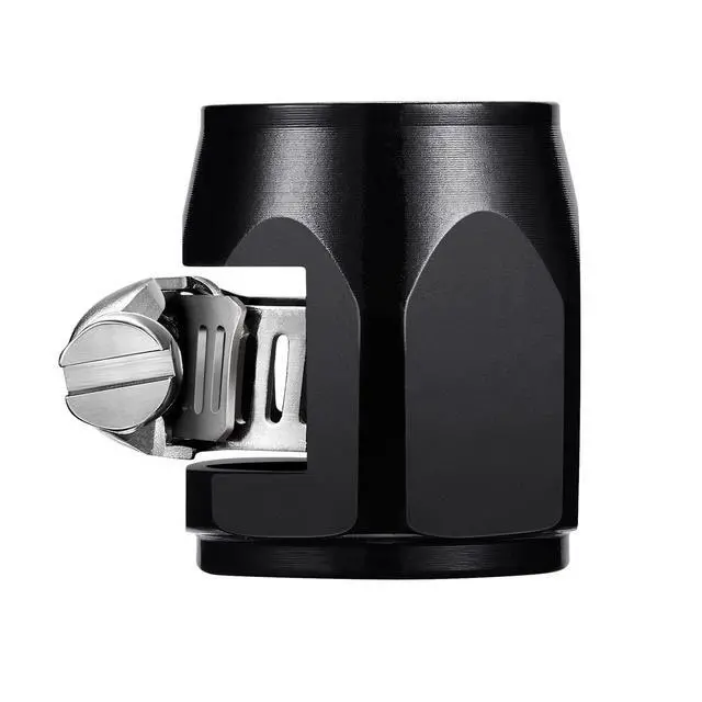 Alt view image 2 of 7 - Flexible Rubber Pipe Clamps - 6AN Hose Finisher Clamp with Screw Band for 3/8 Fuel Line, 4Pcs/Pack Black Hose Connectors, Great for Fuel/Oil/Diesel/Gas/Air and Water Tube