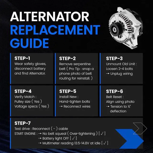 Alt view image 6 of 7 - 8313 Alternator for Ford Crown Victoria 2003-2004 4.6L V8, 130A | For Mercury Grand Marquis 2003-2004, For Lincoln Town Car 2003-2005, 12V, CW, Clock: 1, S6 Pulley, Internal Fan/Regulator