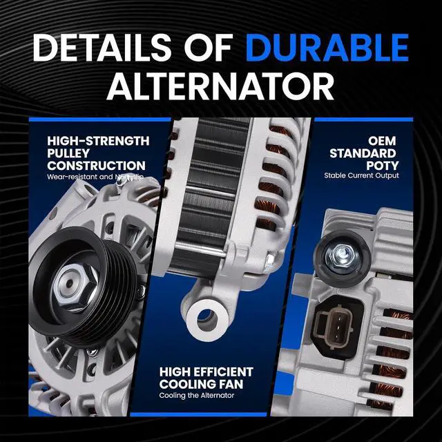 Alt view image 4 of 7 - 11269N Alternator for Ford Escape 2008 2.3L L4, 150A | For Mazda Tribute 2008, For Mercury Mariner 2008, 12V, Clockwise Rotation, 6-Groove, Internal Fan, Internal Regulator