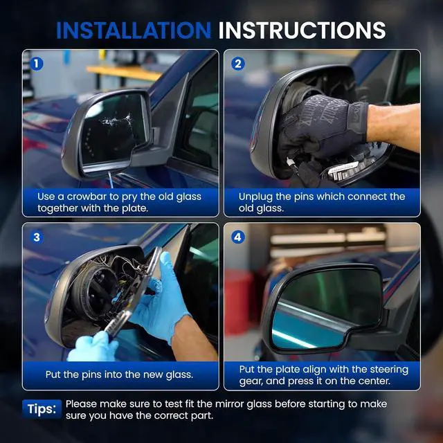 Alt view image 7 of 7 - Driver Left Side Mirror Glass 12477843 Compatible With 1999-2007 Silverado Sierra 1500 2500 3500 Chevy Avalanche Suburban Tahoe Yukon Escalade Driver Left Side Mirror with Backing Plate
