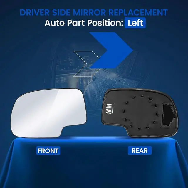 Alt view image 2 of 7 - Driver Left Side Heated Mirror Glass Compatible With Cadillac Escalade Chevy Avalanche Silverado Tahoe Sierra 1500 Side View Mirror Glass with Rear Holder Replaces 88986362