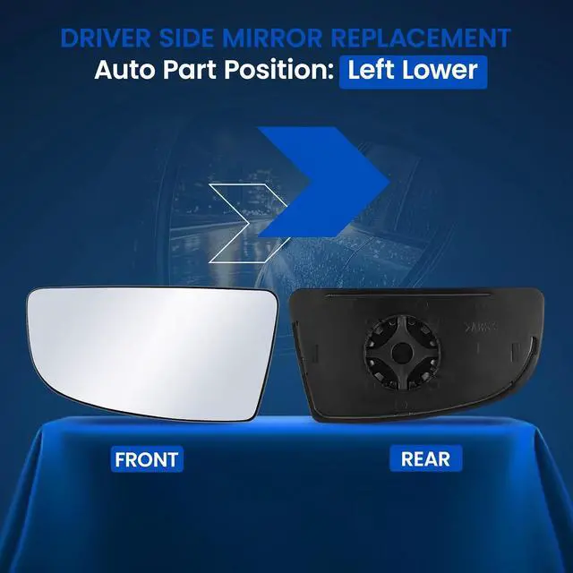 Alt view image 2 of 7 - Driver Left Side Lower Mirror Glass BK3Z17K707A Compatible With Ford Transit T150 T250 T350 Tow Mirror 2015-2022 Driver Left Side Lower Convex Glass with Rear Holder & Backing Plate