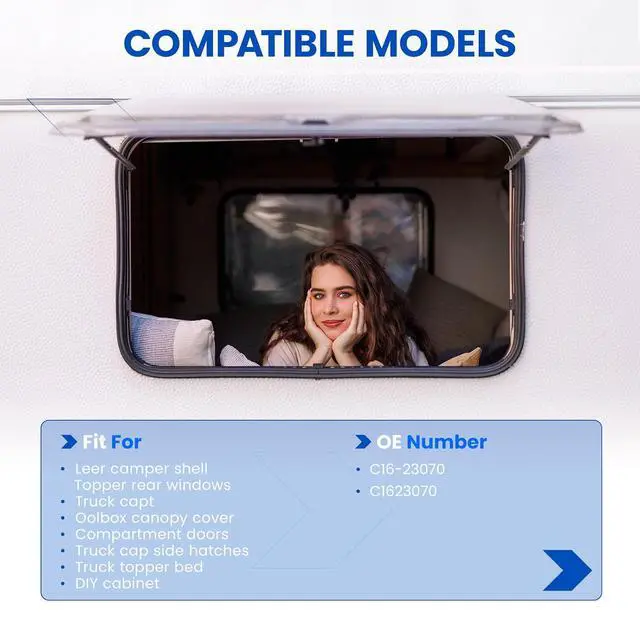 Alt view image 3 of 7 - C16-23070 13 inch 28Lb/125N Gas Struts Shock 13" 28lb Gas Spring Lift Support for Leer ATC Camper Shell Truck Topper Cap Canopy Door Windows Toolbox Snugtop Replacement Parts, C1623070, 2pcs