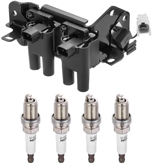 Main image of Ignition Coil UF424 & Spark Plug 7090 Kit For Hyundai Accent 2001-2005 1.6L L4 Replaces 27301-26600 (1 Coil & 4 Plugs)