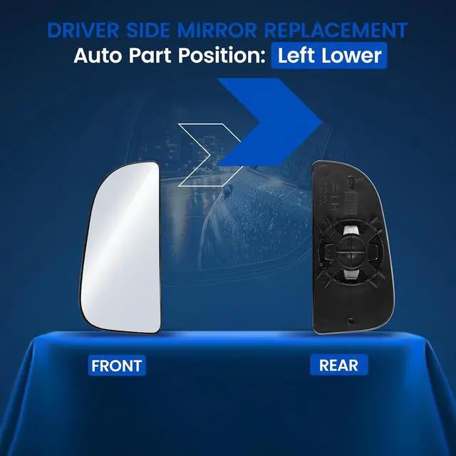 Alt view image 2 of 7 - Driver Left Side Lower Mirror Glass 68067731AA Compatible With Dodge Ram 1500 2500 3500 4500 5500 Towing Mirror 2010-2018, Left Side View Convex Lower Glass with Rear Mounting Bracket