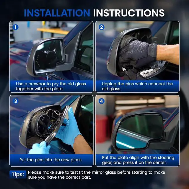 Alt view image 7 of 7 - Driver Left Side Heated Mirror Glass 4L3Z-17K707-DB 4L3Z17K707DB Compatible With Ford F150 2004-2014, Driver Left Exterior Side Rearview Mirror Glass with Rear Holder & Backing Plate