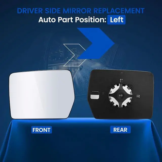 Alt view image 2 of 7 - Driver Left Side Mirror Glass Compatible With Ford F150 F-150 2004-2010, Driver Left Side LH Rearview Glass with Backing Plate Replaces 4L3Z17K707AA Rear View Mirror