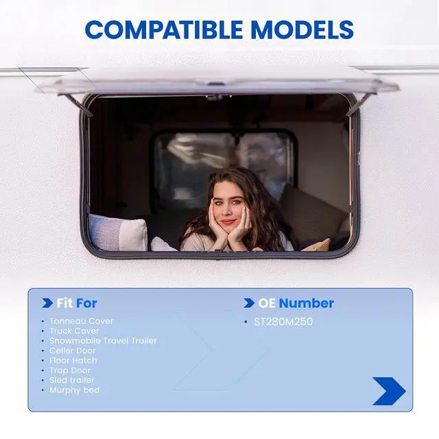 Alt view image 3 of 7 - ST280M250 28 inch 250Lb/1112N Gas Struts Shock Lift Support for Tonneau Cover,Truck Cover,Snowmobile Travel Trailer,Celler Door,Floor Hatch,Trap Door,Sled Trailer,Murphy Bed etc, 2 Pcs