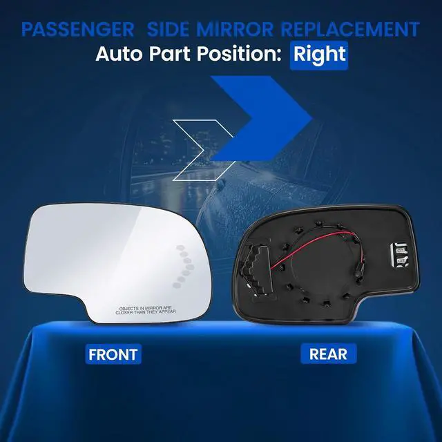 Alt view image 2 of 7 - Passenger Right Side Heated Mirror Glass 88944392 Compatible With Cadillac Escalade Compatible With GMC Yukon Sierra 1500 Chevy Avalanche Silverado Suburban Tahoe 2003-2007 with Signal light