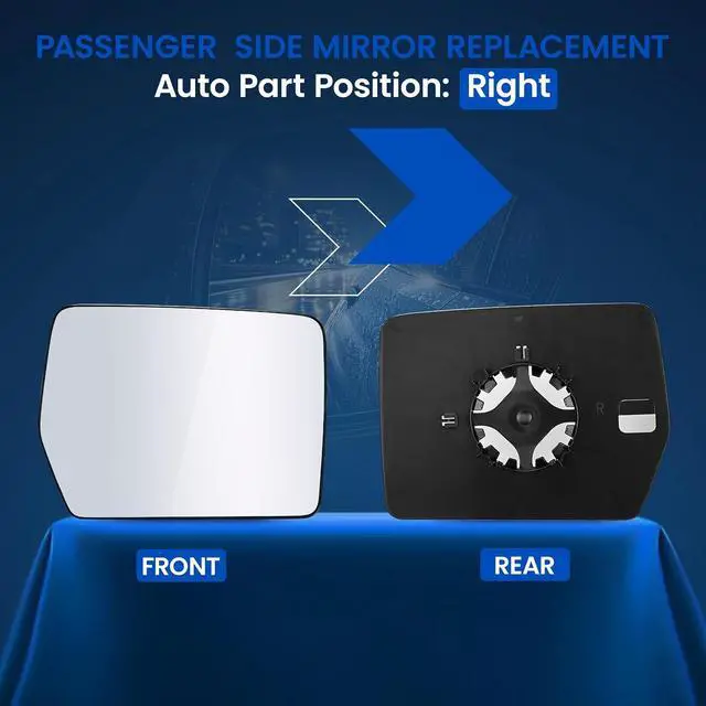 Alt view image 2 of 7 - Passenger Right Side Convex Mirror Glass Compatible With Ford F150 F-150 Side Mirror with Backing Plate, Passenger Right Side RH Rear View Replaces 4L3Z17K707AB