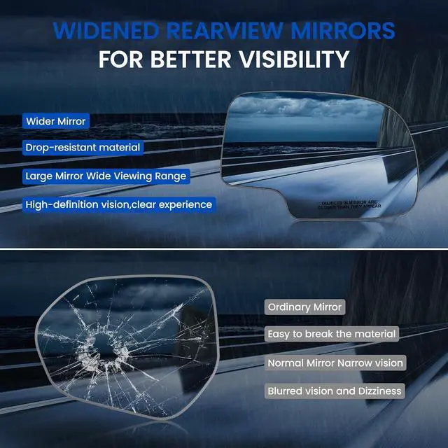 Alt view image 4 of 7 - Passenger Right Side Mirror Glass 12477844 Compatible With Cadillac Escalade Chevy Silverado 1500 2500 3500 Avalanche Suburban Tahoe Sierra Yukon Right Side Convex Mirror with Backing Plate