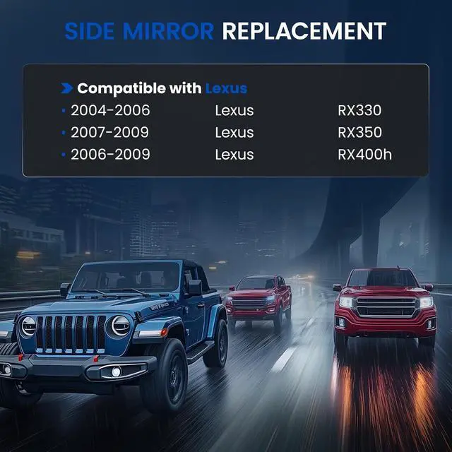 Alt view image 3 of 7 - Driver Left Side Heated Mirror Glass Compatible With Lexus RX350 2007-2009 RX330 2004-2006 RX400h 2006-2009 Driver Left Side Rear View Mirror Convex Glass with Rear Holder