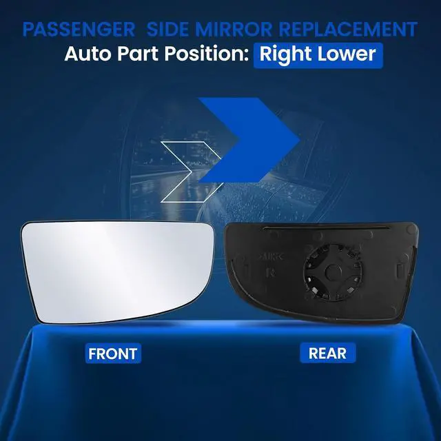 Alt view image 2 of 7 - Passenger Right Side Lower Mirror Glass Compatible With Ford Transit T150 T250 T350 2015-2022 Tow Mirror Passenger Right Side Lower Convex Glass with Backing Plate Replace BK3Z17K707B