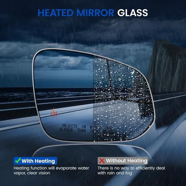 Alt view image 4 of 7 - Passenger Right Side Heated Mirror Glass Compatible With Toyota RAV4 Mirrors 2016 2017 2018 Passenger Right Side Convex Glass Rear View Mirror with Backing Plate Replaces 87931-42D50