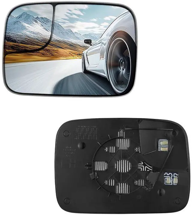 Main image of Driver Left Side Heated Mirror Glass 5161011AA Compatible With Dodge Ram 1500 2500 3500 Mirrors 2005 2006 2007 2008, Driver Left Side Rear View Mirror Flat Glass with Backing Plate