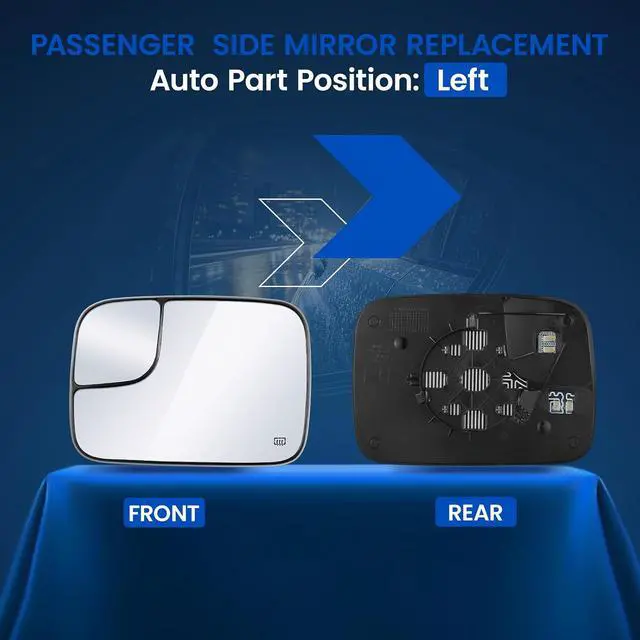 Alt view image 2 of 7 - Driver Left Side Heated Mirror Glass 5161011AA Compatible With Dodge Ram 1500 2500 3500 Mirrors 2005 2006 2007 2008, Driver Left Side Rear View Mirror Flat Glass with Backing Plate