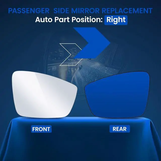 Alt view image 2 of 7 - Passenger Right Side Mirror Convex Glass Compatible With Volkswagen 2012-2019 Beetle, 2011-2018 Jetta, 2012-2017 Passat Passenger Right Side RH View Mirror, Including Full Size Adhesive