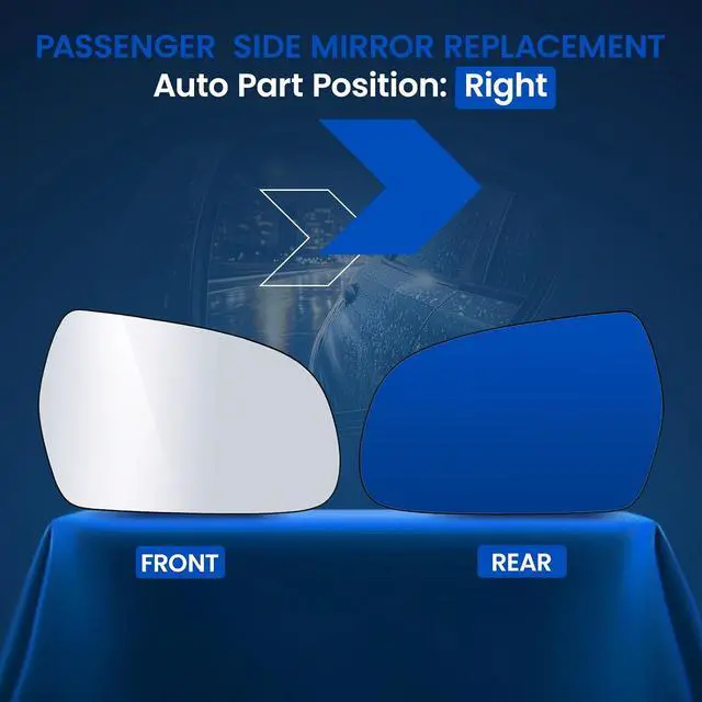 Alt view image 2 of 7 - Passenger Right Side Mirror Glass 8K0857536J Compatible With Audi S5 S4 A3 A3 Quattro A4 A4 Quattro A5, Passenger Right Side RH Rearview Mirror Convex Glass (No Backing Plate)(Non-Heated)