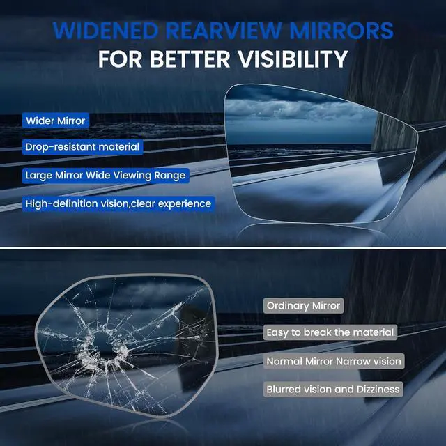 Alt view image 5 of 7 - Passenger Right Side Mirror Convex Glass Compatible With Volkswagen 2012-2019 Beetle, 2011-2018 Jetta, 2012-2017 Passat Passenger Right Side RH View Mirror, Including Full Size Adhesive