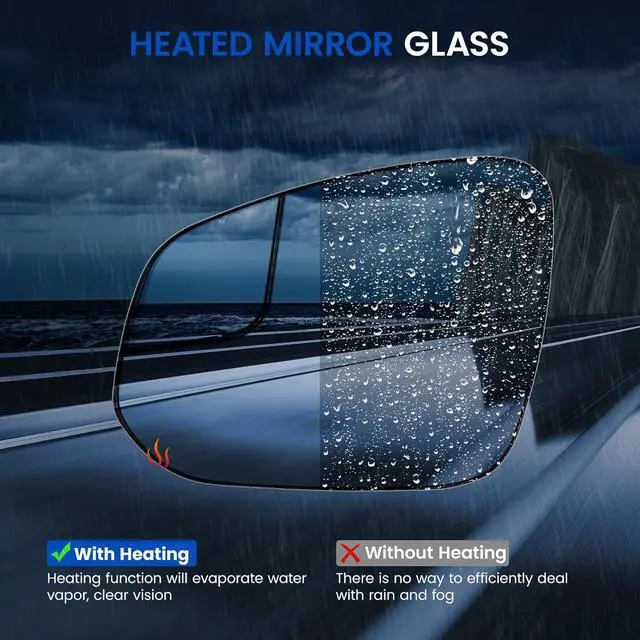 Alt view image 4 of 7 - Driver Left Side Heated Mirror Glass Compatible With Toyota RAV4 Mirrors 2016 2017 2018 Driver Left Side LH Flat Glass Rear View Mirror with Backing Plate Replaces 87931-42D50