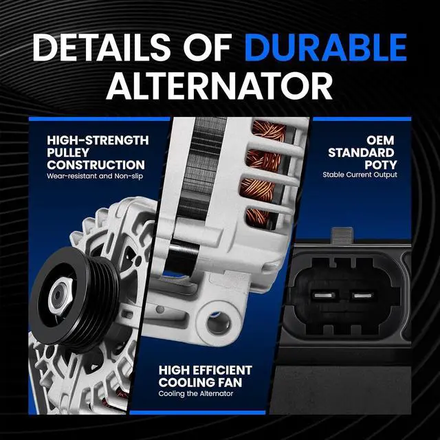 Alt view image 4 of 7 - 15923218 Alternator for Chevrolet HHR 2008-2011 2.2L L4, 130A | For Chevrolet HHR 2008-2011, 12V, CW Clockwise Rotation, S5 Pulley, Internal Fan, Internal Regulator,