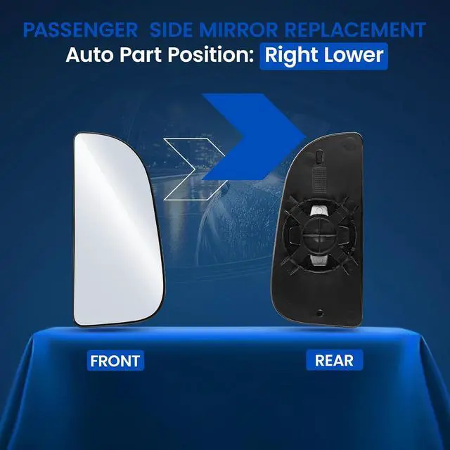 Alt view image 2 of 7 - Passenger Right Side Lower Mirror Glass 68067730AA Compatible With Dodge Ram 1500 2500 3500 4500 5500 Towing Mirror 2010-2018, RH Side View Lower Convex Glass with Rear Mounting Bracket