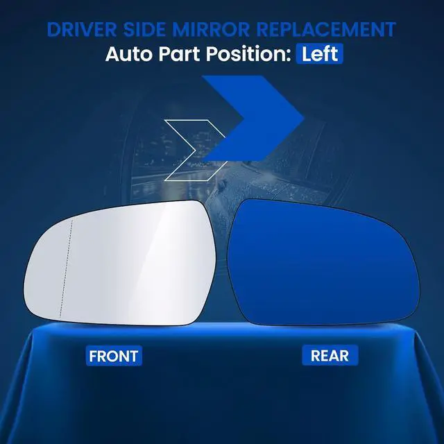 Alt view image 2 of 7 - Driver Left Side Mirror Glass 8F0857535F Compatible With Audi A4 A4 Quattro A3 A3 Quattro S4 S5 A5 A5 Quattro RS5 2010-2017, Left Side Rearview Mirror Convex Glass (No Backing Plate Non-Heated)