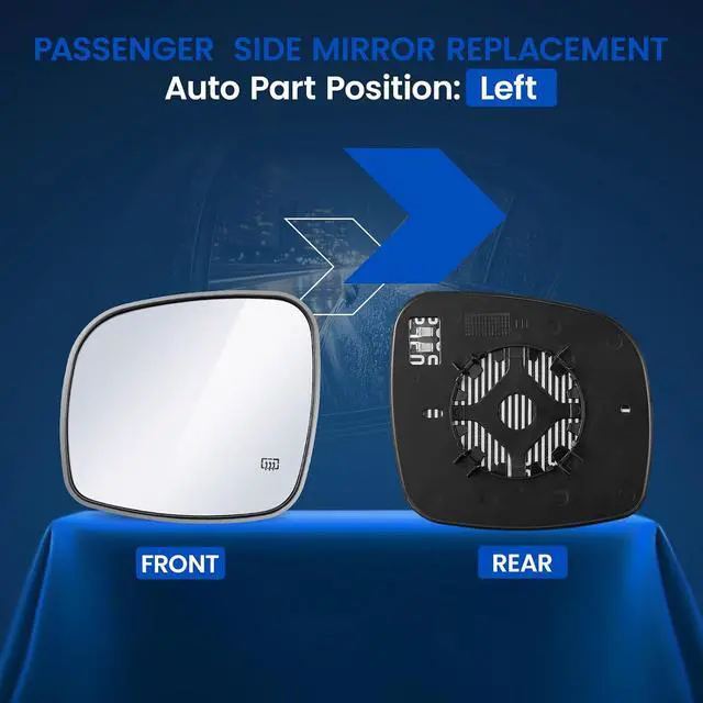 Alt view image 2 of 7 - Driver Left Side Heated Mirror Glass Compatible With Chrysler Town & Country Compatible With Dodge Grand Caravan 2008-2016 Left Side View Mirror Convex Glass with Backing Plate 68026177AB