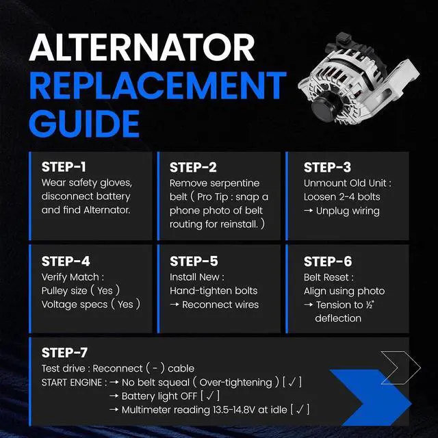 Alt view image 6 of 7 - 11617 Alternator for Ford Focus 2012-2018 2.0L L4, 150A | For 11747, 10131, BV6N-10300-EA, 12V, High-Output, CW (Clockwise) Rotation, IF (Internal Fan), IR (Internal Regulator)