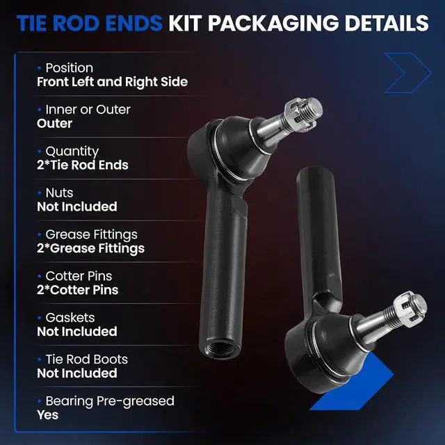 Alt view image 3 of 7 - ES800223 15254061 Front Outer Tie Rod End Kit Fits Tahoe, 2PCS | Intended for Chevy Silverado Suburban 1500, Compatible with Cadillac Escalade, Intended for GMC Sierra 1500 Yukon