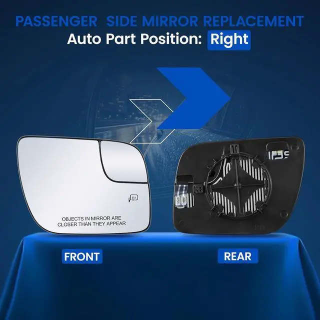 Alt view image 2 of 7 - Passenger Right Side Heated Mirror Glass BB5Z17K707L BB5Z17K707M Compatible With Ford Explorer 2011-2019 Passenger Right Side Rear View Mirror Convex Glass with Rear Holder