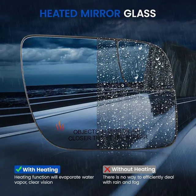Alt view image 4 of 7 - Passenger Right Side Heated Mirror Glass BB5Z17K707L BB5Z17K707M Compatible With Ford Explorer 2011-2019 Passenger Right Side Rear View Mirror Convex Glass with Rear Holder