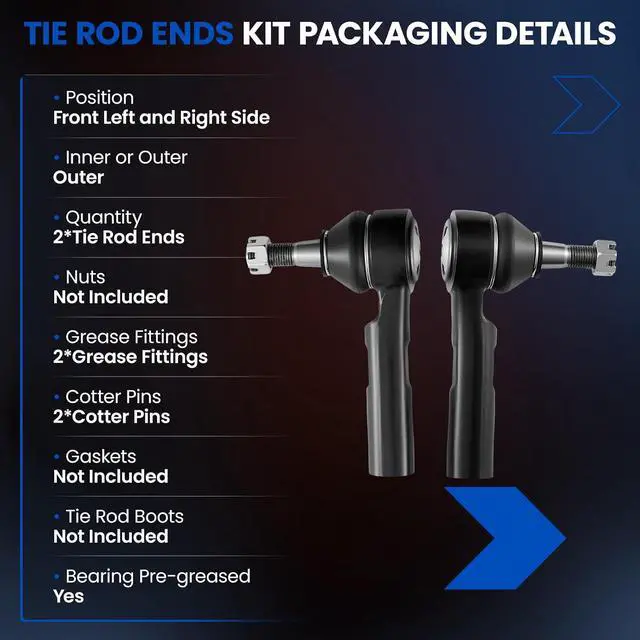 Alt view image 3 of 7 - 2PCS ES3459 Front Outer Tie Rod Ends Kit Compatible with Chevy 2000-2013 Impala 1998-2002 Intrigue,Compatible with Buick 2005-2009 Allure Lacrosse Century Regal,Fit for Pontiac Grand Prix